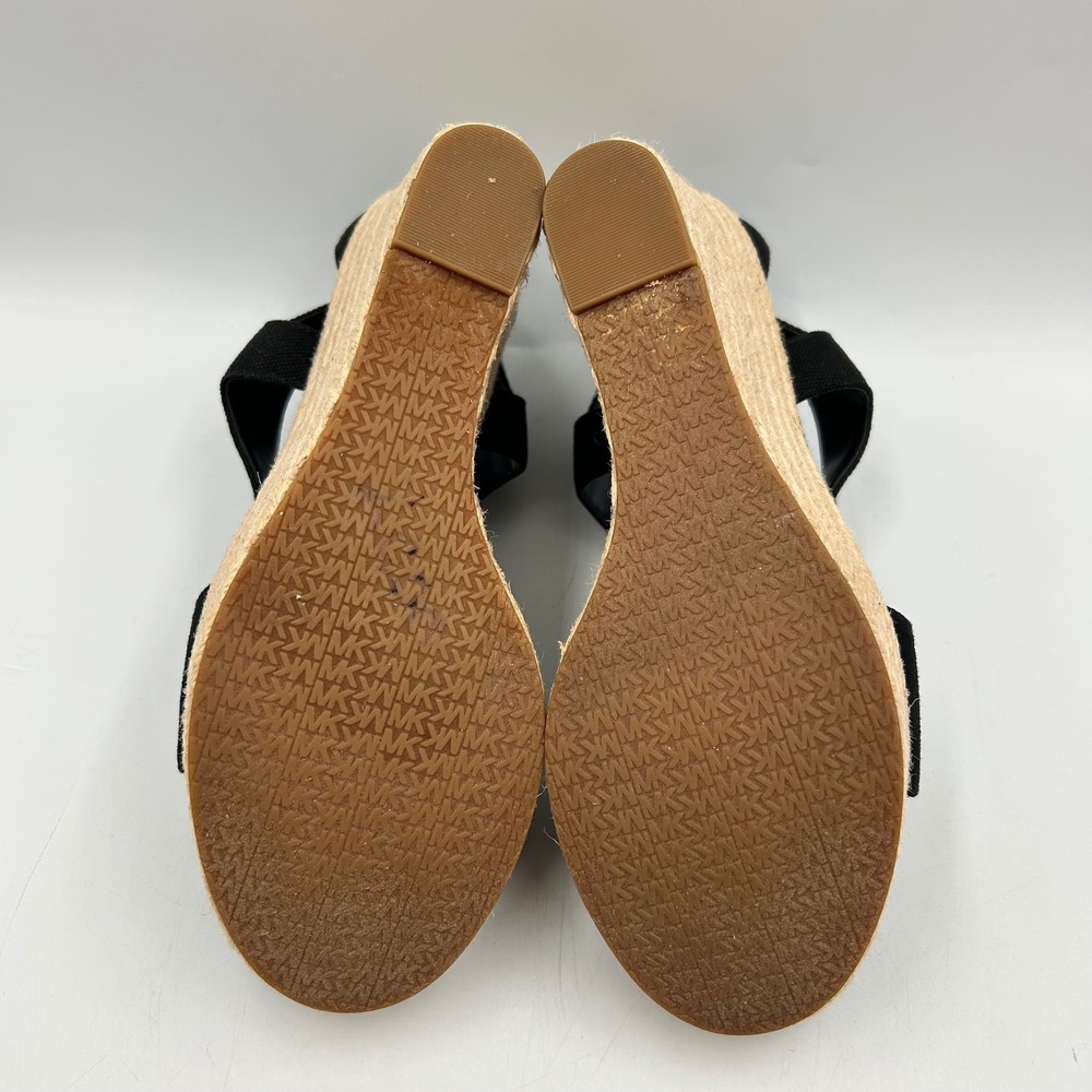 Michael Kors Wedge Sandals Black Womens 10.5 Canvas Espadrille Zipper EUC - Picture 8 of 8